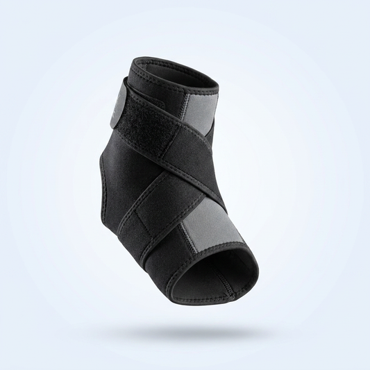 KINEO Ankle Support — studio hero shot on pale cool-blue gradient.